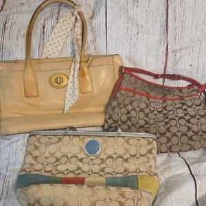 Coach Beige and Brown Signature Shoulder Bags